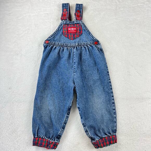 OshKosh B'gosh Other - Oshkosh Vintage denim & plaid girls Overall pants Jeans size 24 months USA
